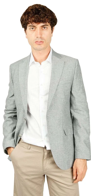 Bonamaison Men's Jacket Regular Fit 6 Drop Business Suit, Gray, 50R - Image 1