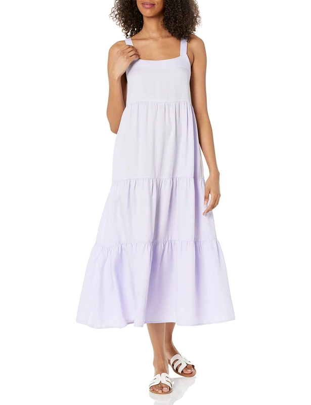 The Drop Women's Britt Tiered Maxi Tent Dress, Dusty Purple, 4XL Plus