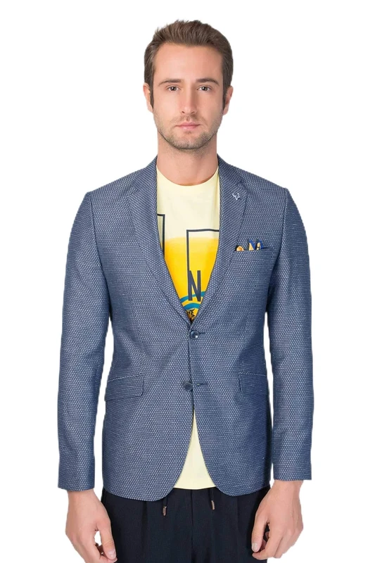 Bonamaison Men's Jacket Regular Fit 6 Drop Business Suit, Navy Blue, 48