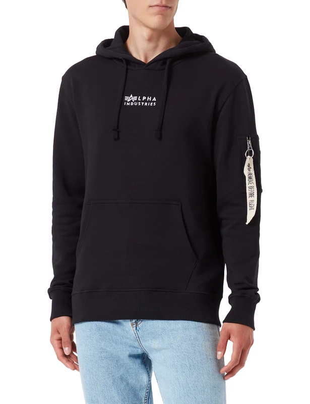 ALPHA INDUSTRIES Men's Organics EMB Hoody Sports Hoodie, organic black, XS
