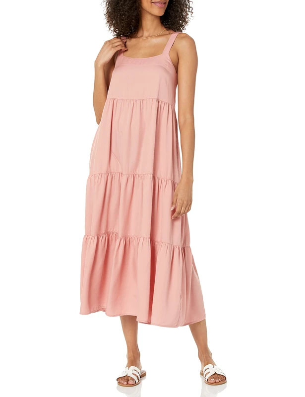The Drop Women's Britt Tiered Maxi Tent Dress, Rosette, M
