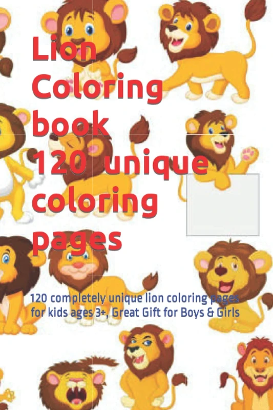Lion Coloring Book - 120 Unique Lion Pages for Kids Ages 3+ - Image 1