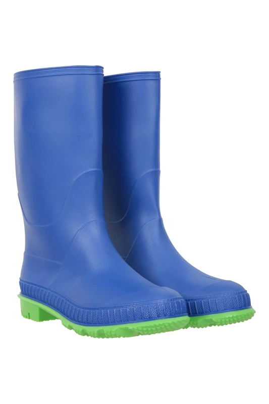 Mountain Warehouse Plain Kids Wellies - Waterproof, Soft Jersey Lined Wellington Boots, Gripped Sole, Boys & Girls - Spring Summer, Rain, School, Outdoors Cobalt Junior Shoe Size 4