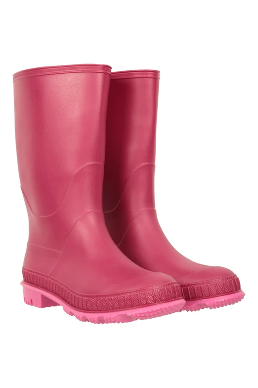 Mountain Warehouse Plain Kids Wellies - Waterproof, Soft Jersey Lined Wellington Boots, Gripped Sole, Boys & Girls - Spring Summer, Rain, School, Outdoors Berry Junior Shoe Size 4