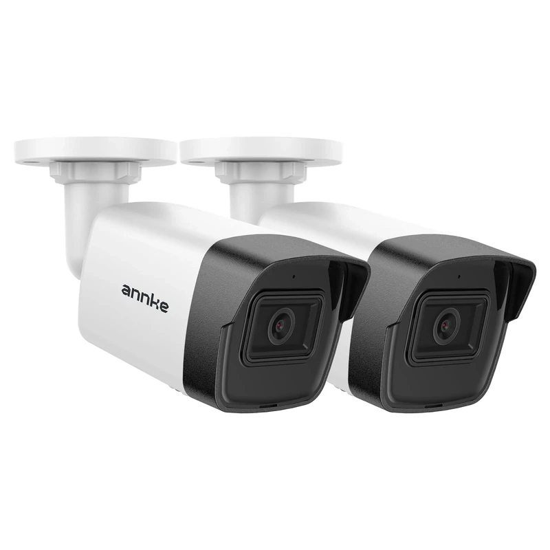 ANNKE 3K 5MP PoE CCTV Security Camera, Super HD Bullet Outdoor Indoor IP Camera Support Alexa, Audio, Color Night Vision, Motion Detection, Remote Access, Built-in Micro SD Card Slot (Pack of 2)