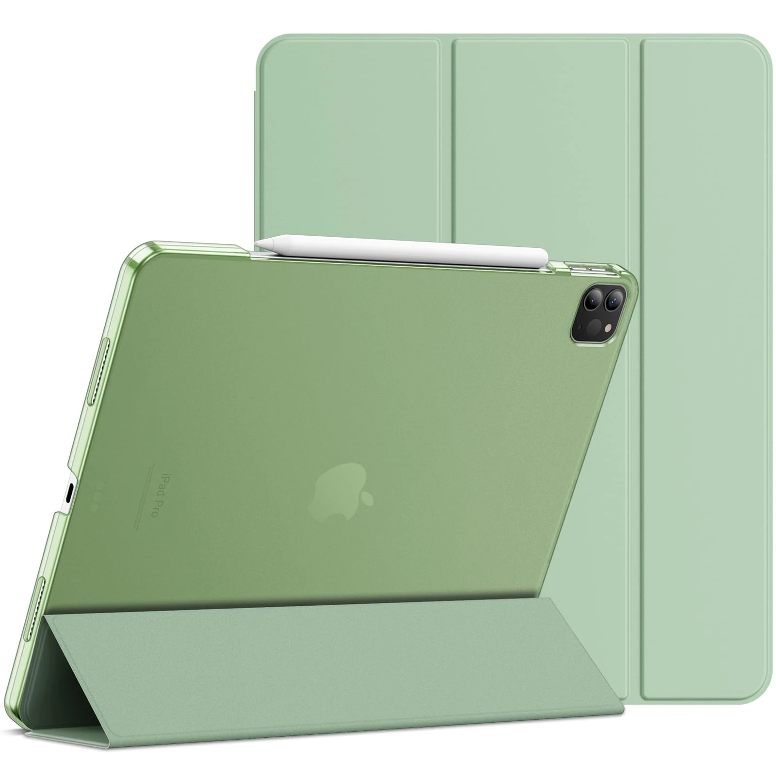 JETech Case for iPad Pro 12.9-Inch (6th/5th Generation, 2022/2021 Model), Slim Stand Hard Back Shell Smart Cover with Auto Wake/Sleep (Matcha Green)