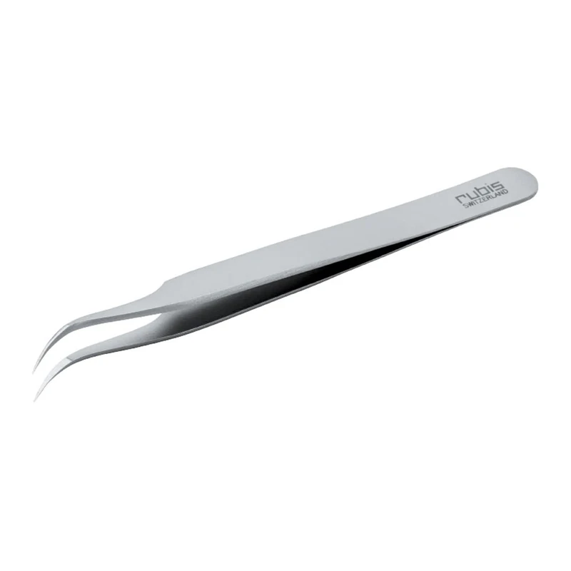 neoLab 2-0218 Stainless Steel Type 7 Ion Tweezers, Curved Very Tip, 9 Images, 115 mm Length, 0.3 mm Tip Width