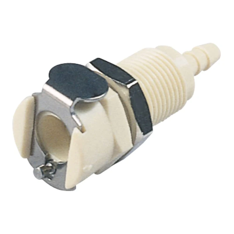 neoLab 2-0855 Polypropylene Quick Coupling, 1/8 Inch Thread, Female Gender Clutch Part, Barrier, 3.2 mm Diameter, Inner Hose, 1, Coupling Part Male with Olive, Ivory