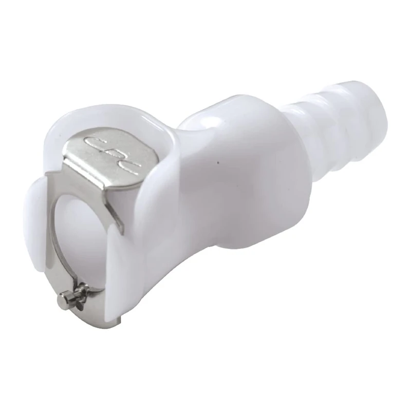 neoLab 2-0256 Acetal Coupling, 1/4 Inch Connection for Counterpart, Body, Shut-Off, 9.5 mm Hose Barb, Coupling Element Socket with Screw Connection, 9.5 mm DM Hose Inner 1, 49.5 mm Length, White