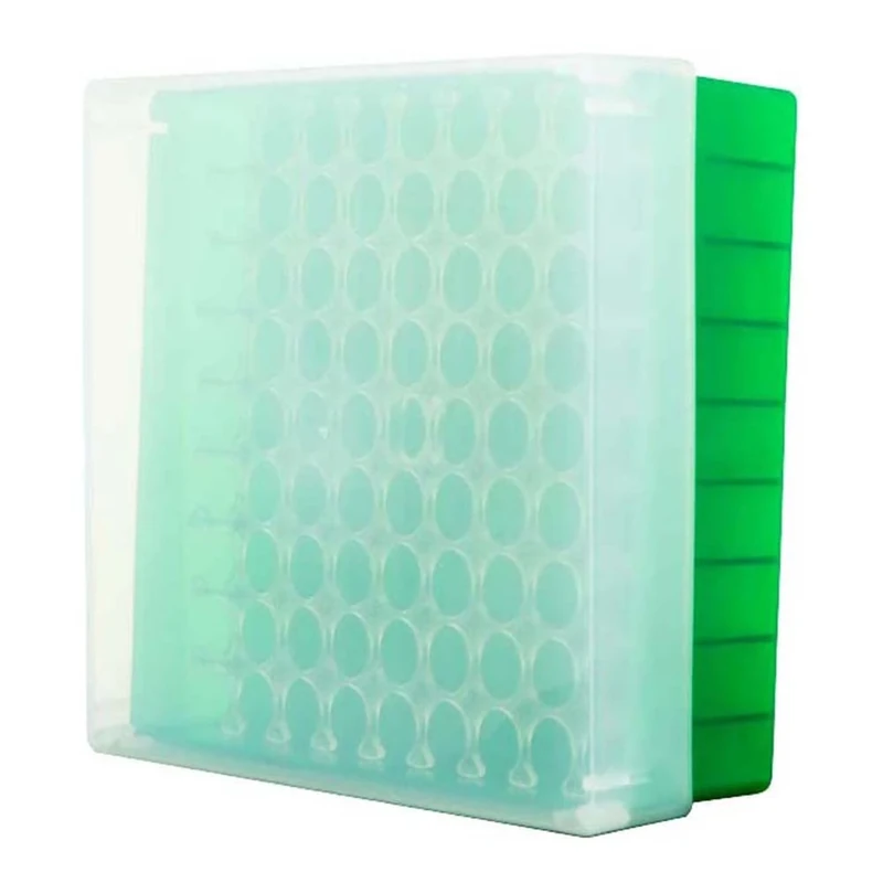 neoLab 2-2932 neoBox 81 Plus Polypropylene Kryobox, 133 mm Length x 133 mm Width x 53 mm Height, Green/Transparent