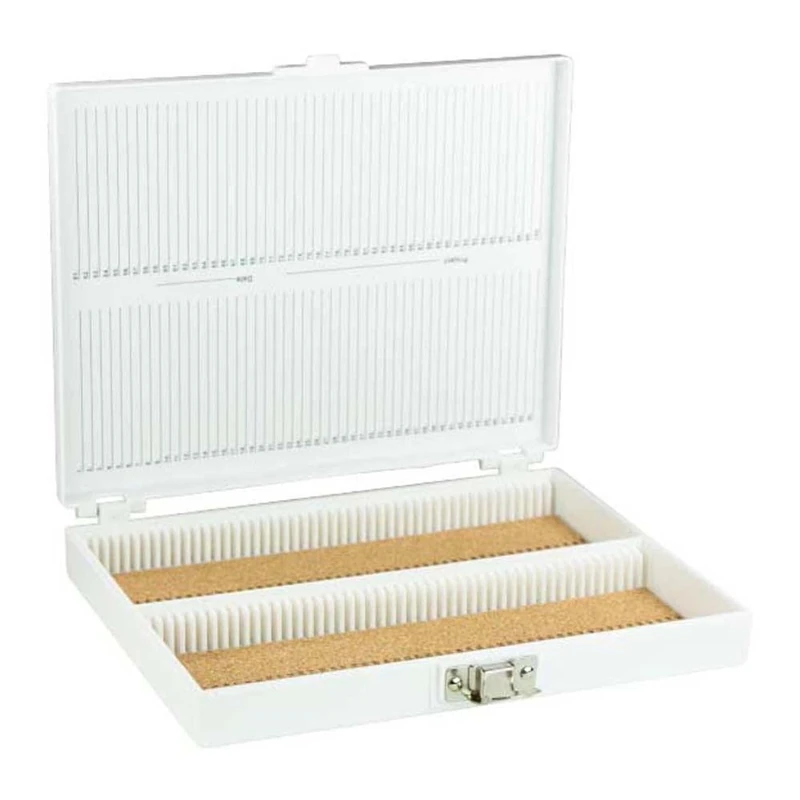 neoLab 2-2439 Polystyrene/ABS Slide Box for 100 OT, 210 mm Length x 179 mm Width x 35 mm Height, White