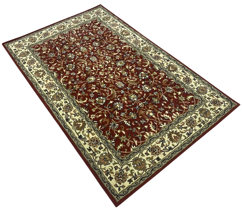 WAWA TEPPICH Herati Orient Rug Red 100% Wool Hand Tufted Brown Beige 170 x 240 cm