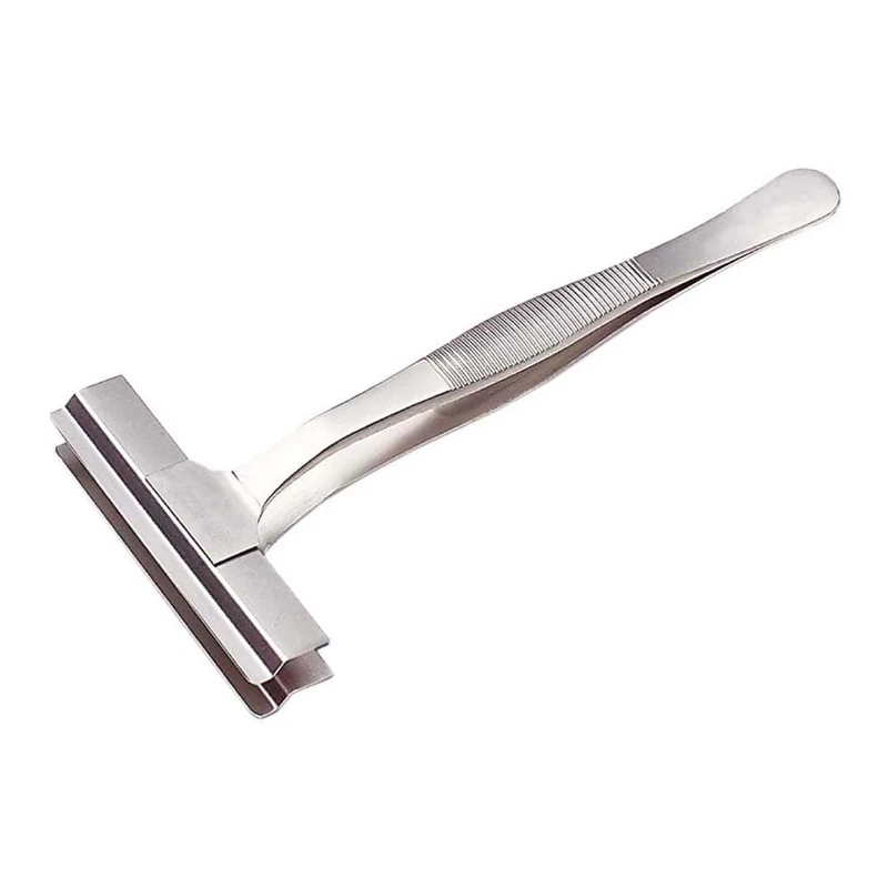 neoLab 3-1237 Stainless Steel Tweezers with Wide Holding Surface, 130 mm Length, 60 mm Width - Image 1