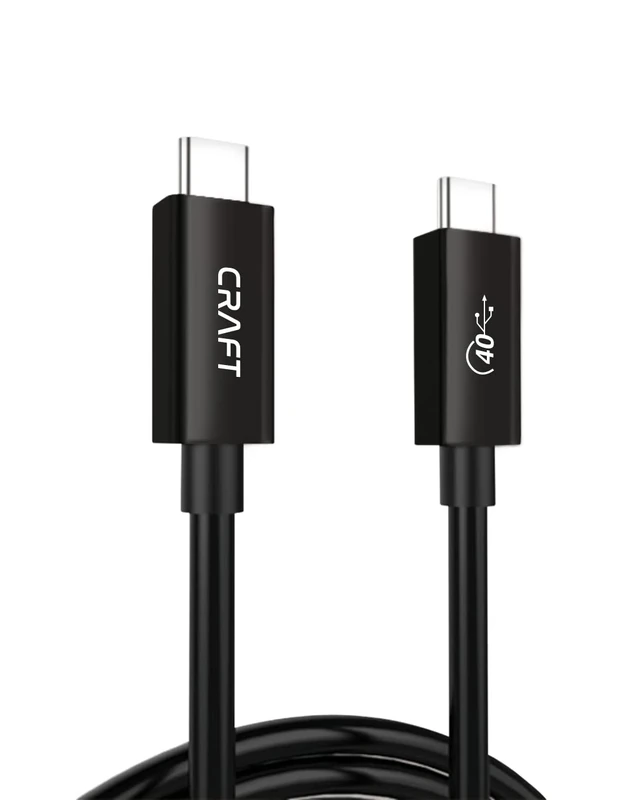 CRAFT USB4 Gen 3x2 Type C Thunderbolt 4 Cable (1 Pack, 4ft). 100W Fast Charging. 8K Display. 40 Gbps Data Transfer. Black.
