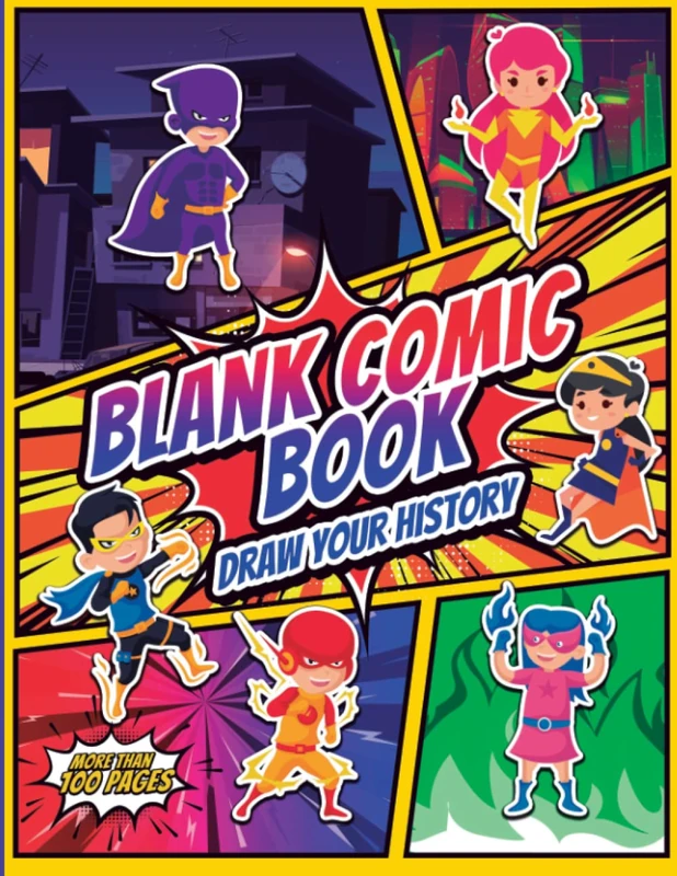 The blank comic Book draw you history:: Medium edition more than 100 page, a large 8.5 "x 11" notebook and a drawing guide included (1 page) to unleash your creativity