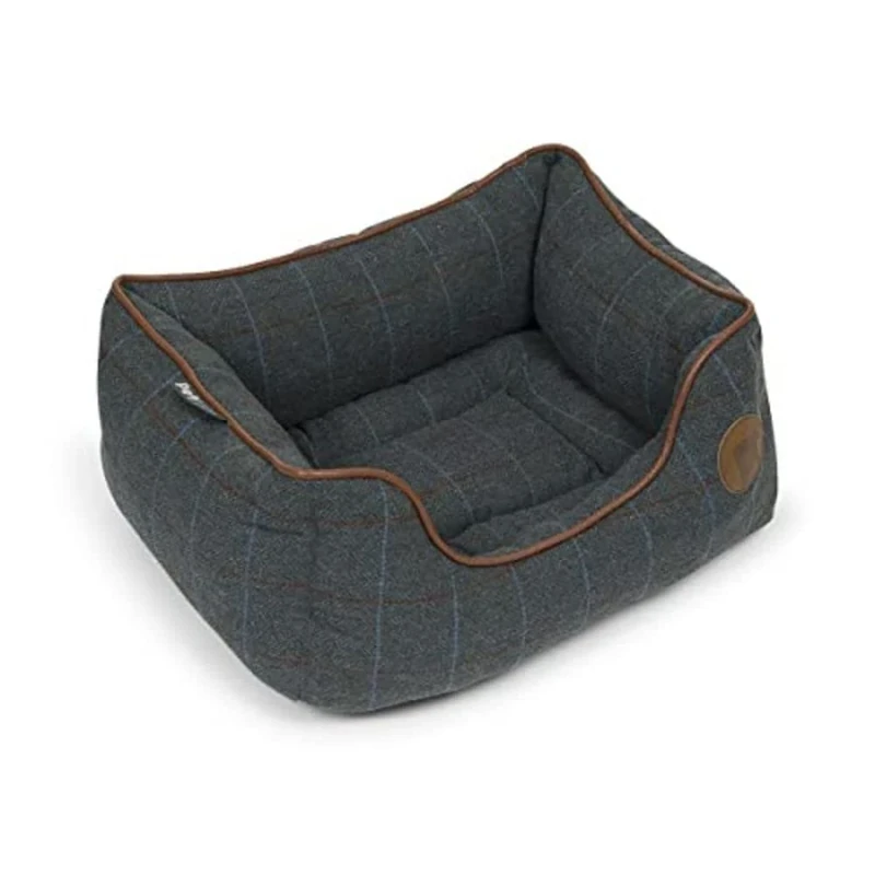 Petface Twilight Tweed Square Dog Bed with Reversible Cushion, Medium (Pack of 1)