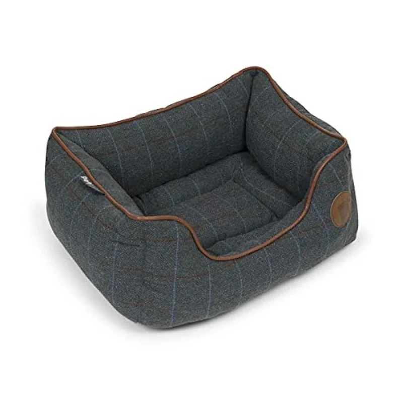 Petface Twilight Tweed Square Dog Bed with Reversible Cushion, Large (Pack of 1)