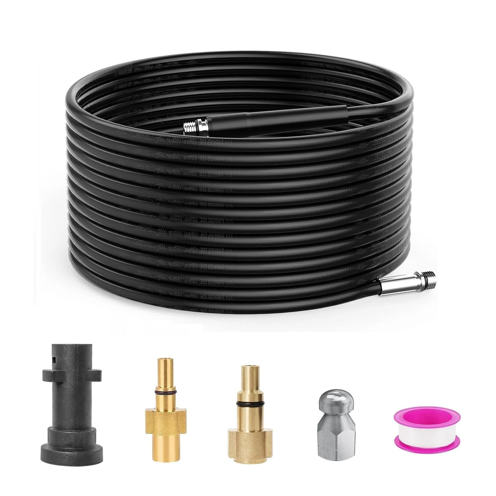StoneBanks 10 m Pressure Washer Drain Pipe Hose Cleaning Kit Replacement for Karcher K2-K7, Bosch, Lavor,Sewer Jetter Hose with Jet Nozzle 180Bar