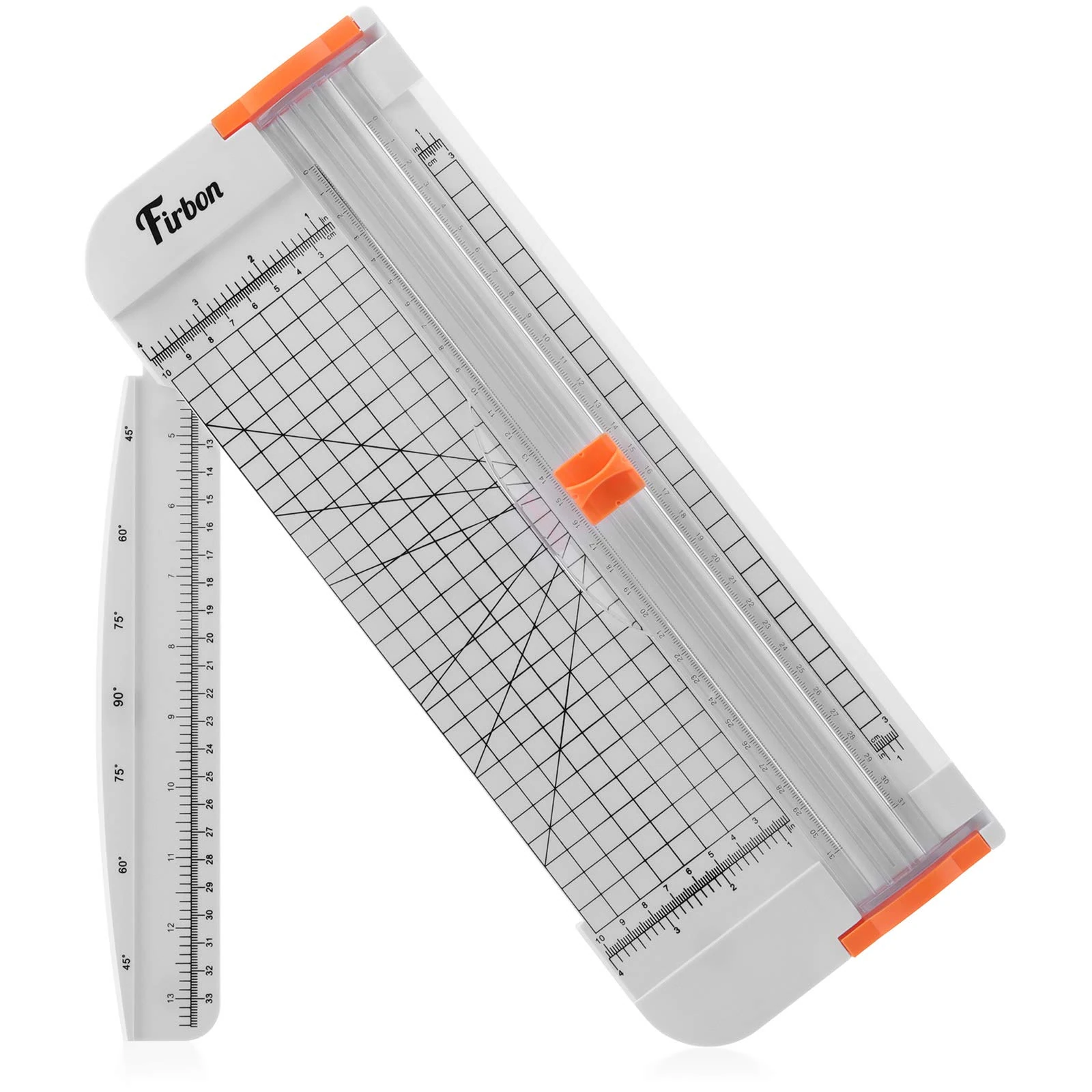 Firbon A4 Paper Cutter 12 Inch Titanium Paper Trimmer Scrapbooking Tool with Automatic Security Safeguard and Side Ruler for Craft Paper, Coupon, Label and Cardstock (White)