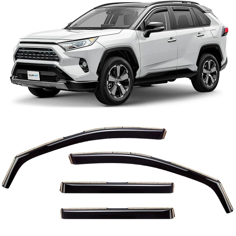 CLIM ART in-Channel Incredibly Durable Rain Guards for Toyota RAV4 2019-2024, Original Window Deflectors, Vent Deflector, Vent Window Visors, Dark Smoke Car Accessories, 4pcs - 619152