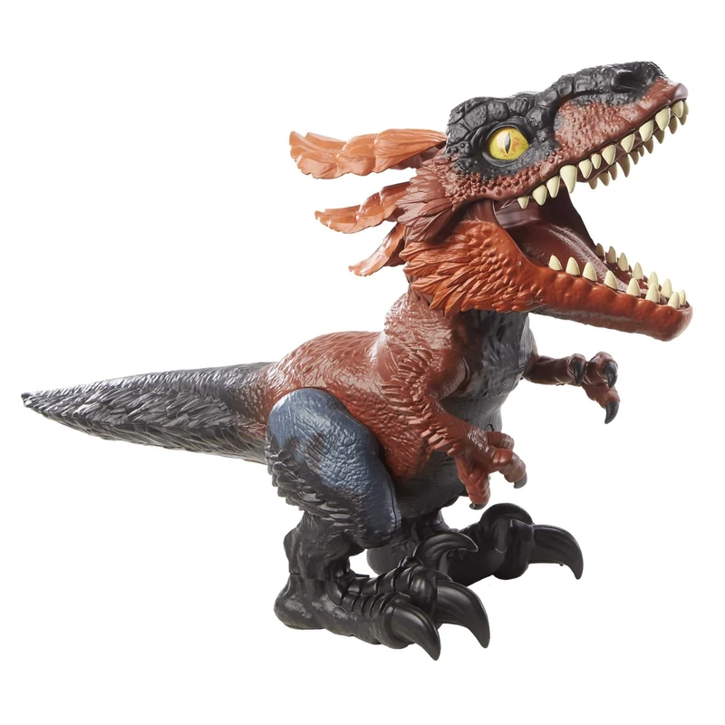 Jurassic World GYW89 - A New Age - Uncaged Rowdy Roars Pyroraptor dinosaur action figure, toy gift with interactive movements and sound response to touch, multicolor