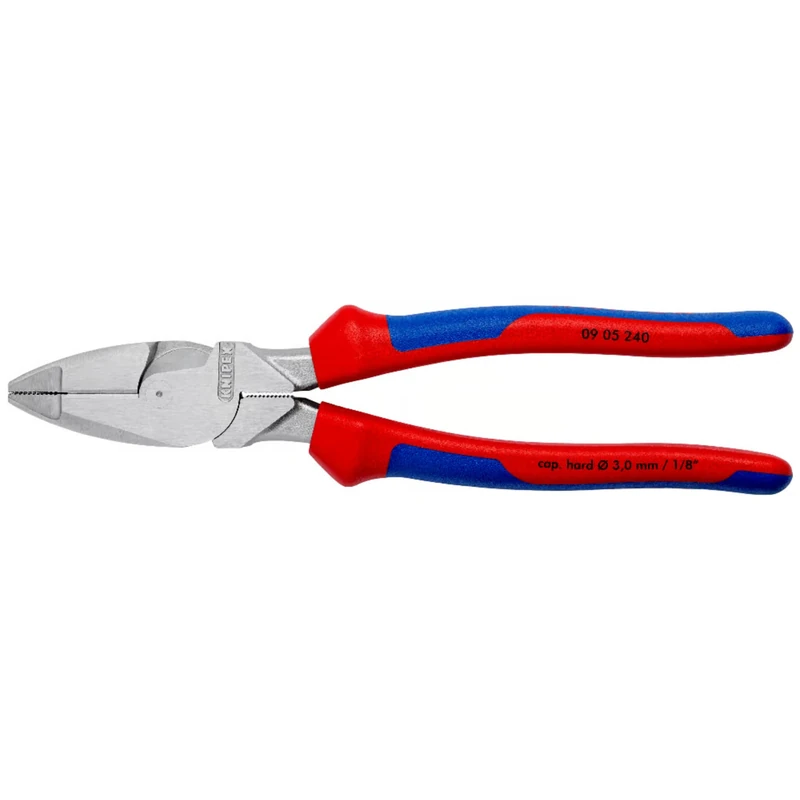 KNIPEX Lineman's Pliers American Style Chrome-Plated with Multi-Component Handles 240 mm, 09 05 240