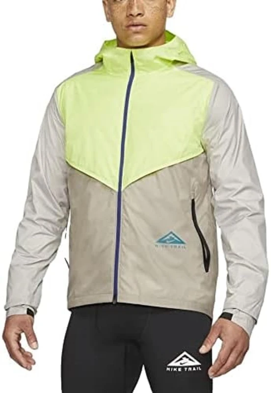 Nike CZ9054-736 M NK SF TRAIL WINDRUNNER JKT Jacket Men's LT LEMON TWIST/MOON FOSSIL/COLLEGE GREY/(BRIGHT SPRUCE) Size L