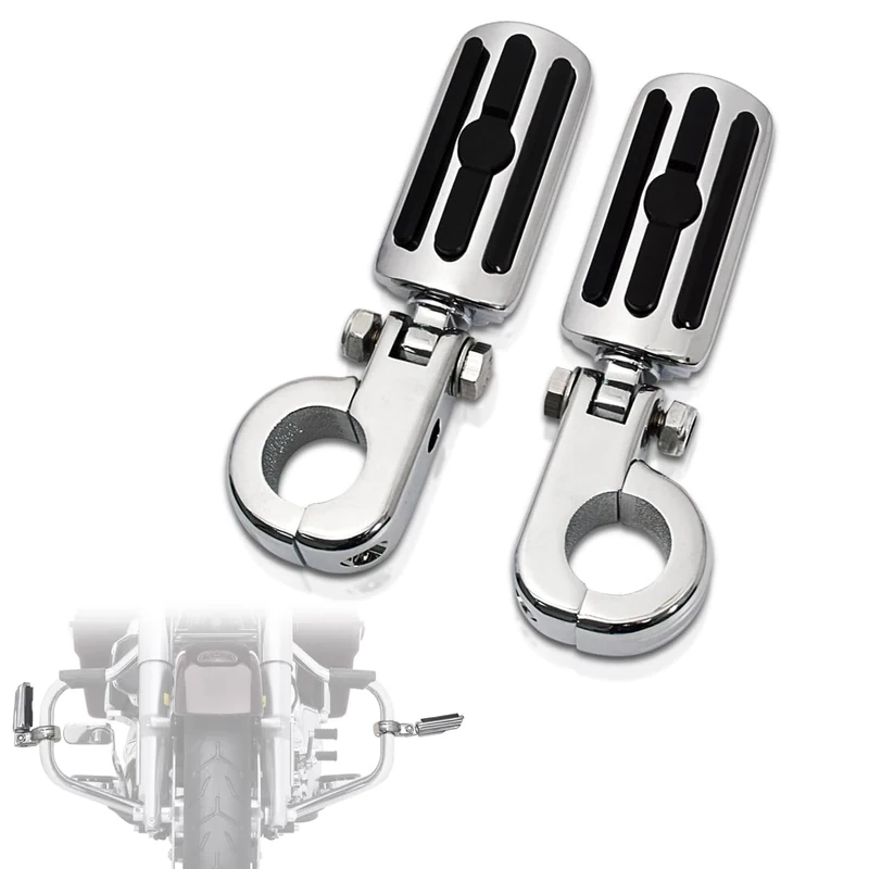 FOVPLUE 1.25" Highway pegs,Highway Footpegs With 1.25" Engine Guard Foot Rest P-Clamps Mounts Kits For Harley Davidson Touring Road King Street Softail Dyna Sportster Chrome
