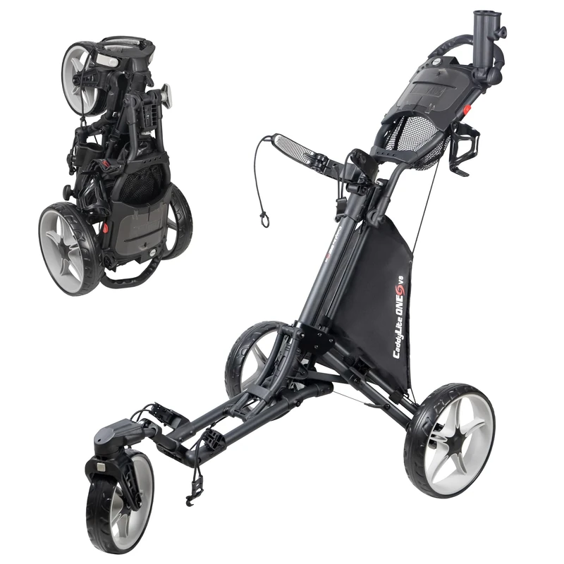 Caddytek Unisex Caddylite One - Swivel V8, Dark Grey Golf Push Cart Trolley, Black