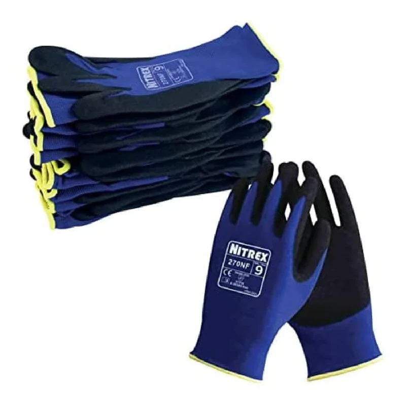 NITREX 270NF Work and Safety Gloves, Carton of 100 Pairs, Size 9 - General Handling Gloves with Sandy Nitrile Palm Coating