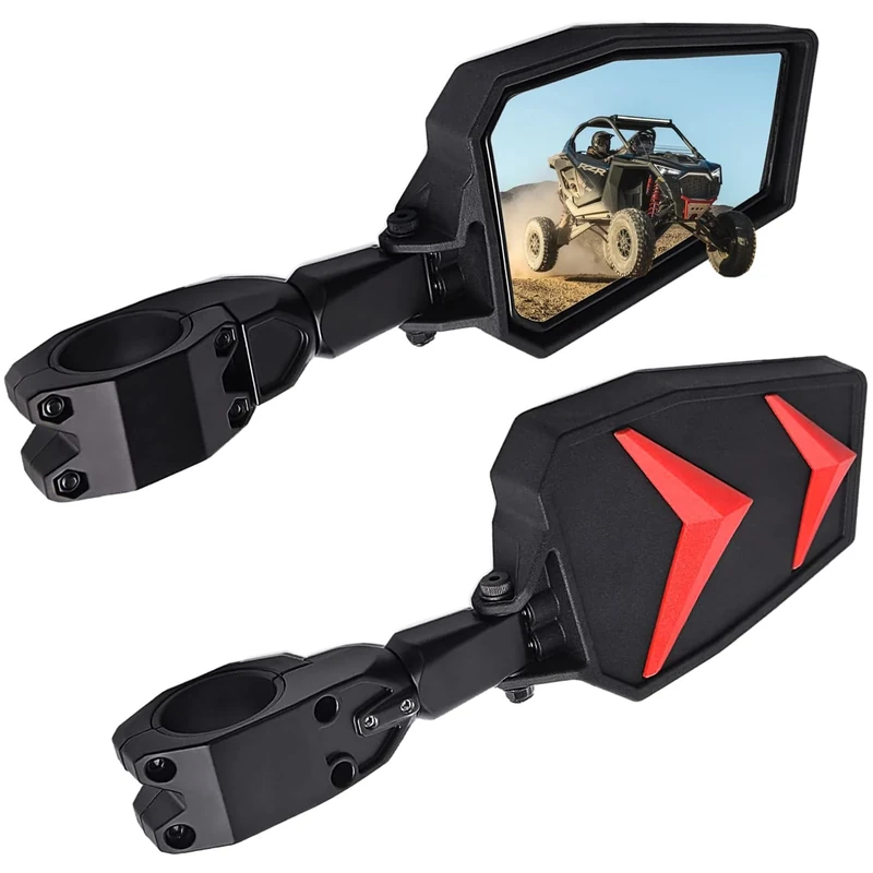 Utv Side Mirrors，UTV Mirrors Fits 1.75-2" Roll Bar Compatible With Polaris Rzr 800 900 1000 Xp Turbo Pioneer Rhino Mule Teryx W,Rear View Accessories Black Orange Blue Red,Adjustable Aluminum Clamp