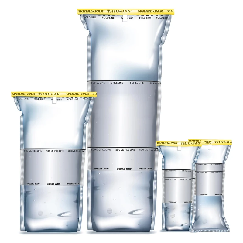 Whirl-Pak 1-7287 Low Density Polyethylene Thio Bag, Plastic Bag with Text Field and Sodium Thiosulfate, Self-Standing, 100 ml Volume, 185 mm Length x 75 mm Width, Transparent, Pack of 100