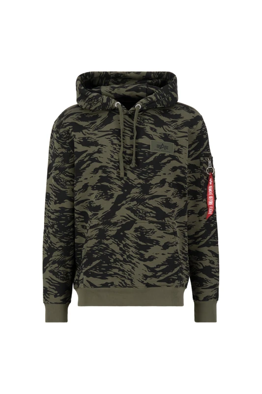 Alpha Industries Men's Back Print Hoody Camo Hooded Sweatshirt, Brushstroke Green, 3XL