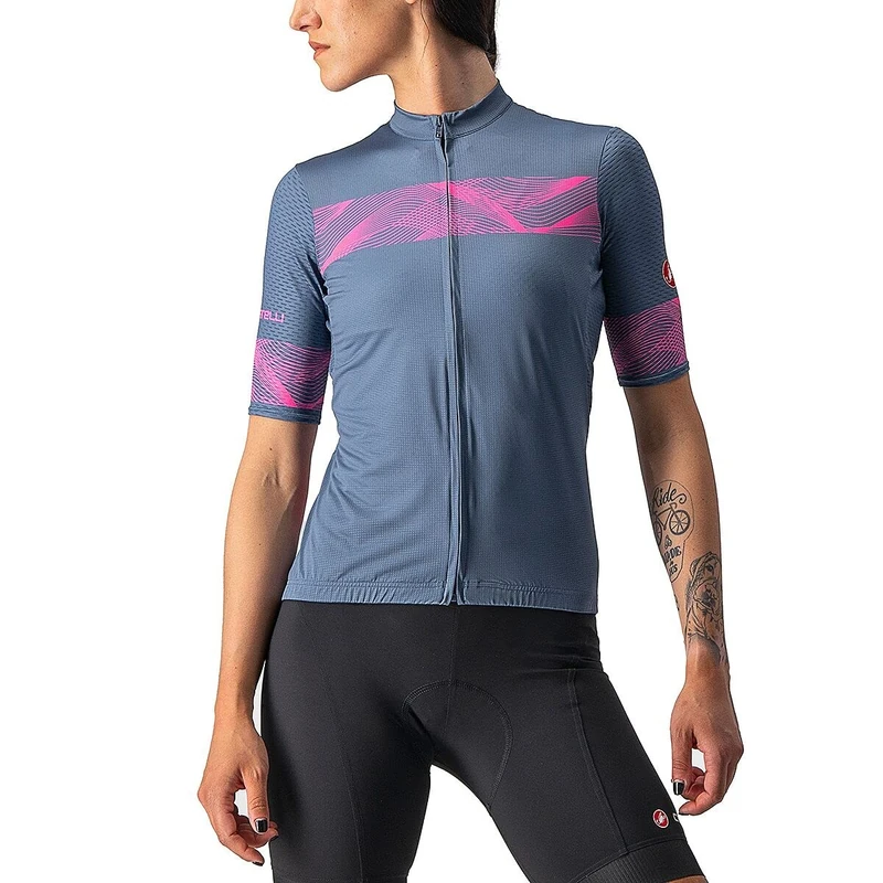 CASTELLI 4522061-062 FENICE JERSEY Sweatshirt Women's Light Steel Blue/Pink Fluo S