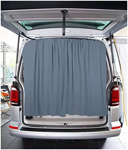 BREMER SITZBEZÜGE Tailgate Double Door Boot Cover Sun Protection Curtains Compatible with VW T5 T6 T6.1 Multivan Transporter Caravelle in Grey - Image 1