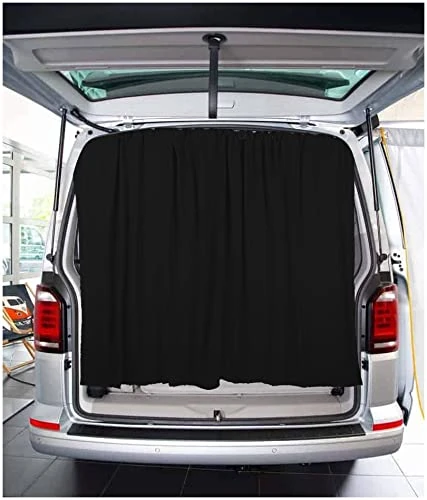 BREMER SITZBEZÜGE Tailgate Double Door Boot Cover Sun Protection Curtains Compatible with VW T5 T6 T6.1 Multivan Transporter Caravelle in Black