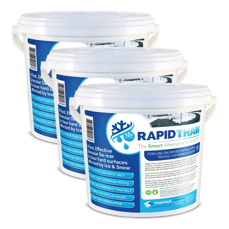 SmartSeal Rapid Thaw - 3x10KG - Fast-Acting Snow & Ice Melter for Paths, Driveways & Patios – Powerful Alternative to Rock Salt Grit – Non-Corrosive, Biodegradable, No Residue – Works in Extreme Cold