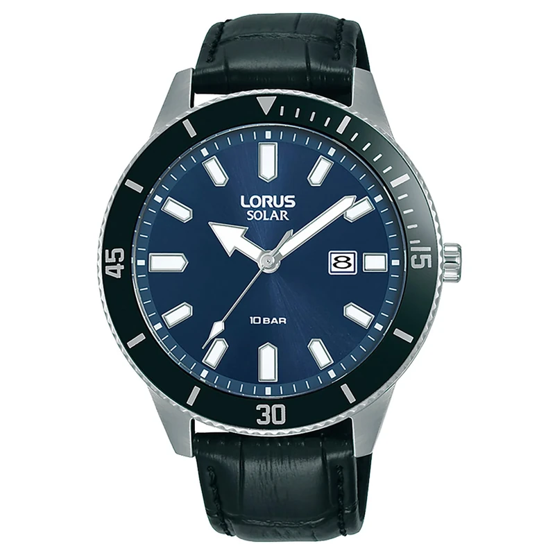 Lorus RX317AX9 Men's Quartz Watch - Blue Leather Strap, Steel Case