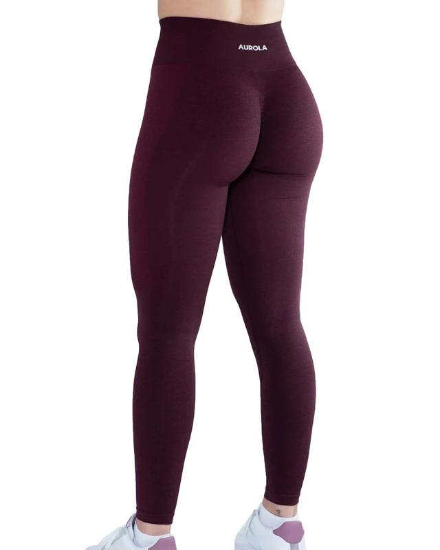 AUROLA Workout Leggings for Women Seamless Scrunch Tights Tummy Control Gym Fitness Girl Sport Active Yoga Pants, Black Cherry, XL