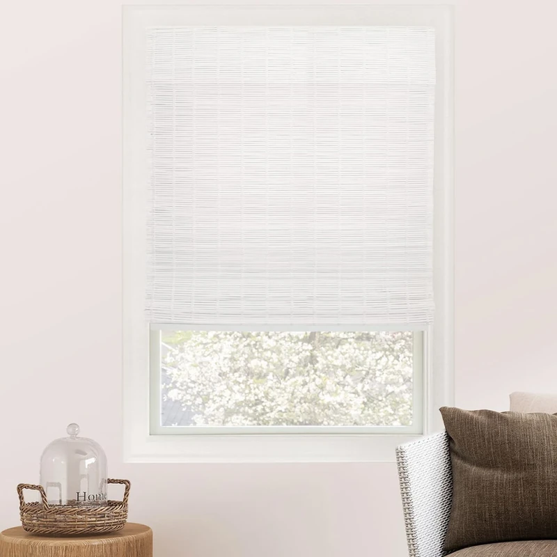 CHICOLOGY Bamboo Blinds, Bamboo Shades, Roman Shades for Windows, Roman Window Shades, Window Shades for Home, Bamboo Shades for Patio, Blinds & Shades, Window Shade, Snow, 39" W X 64" H