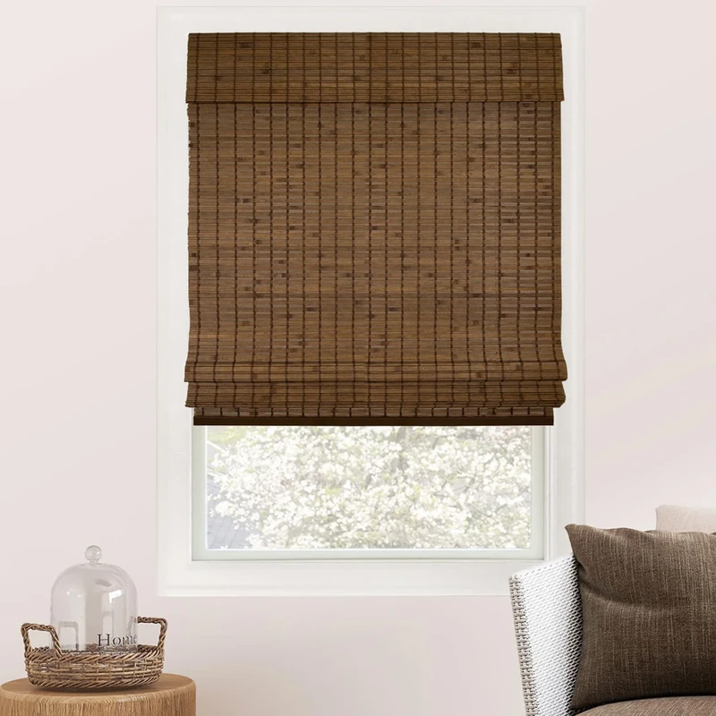 CHICOLOGY Bamboo Roman Shades - Designer Eco-Friendly Light Filtering Window Blinds, Ideal for Home & Patio, Premium Quality, Pinecone, 31"W X 64"H