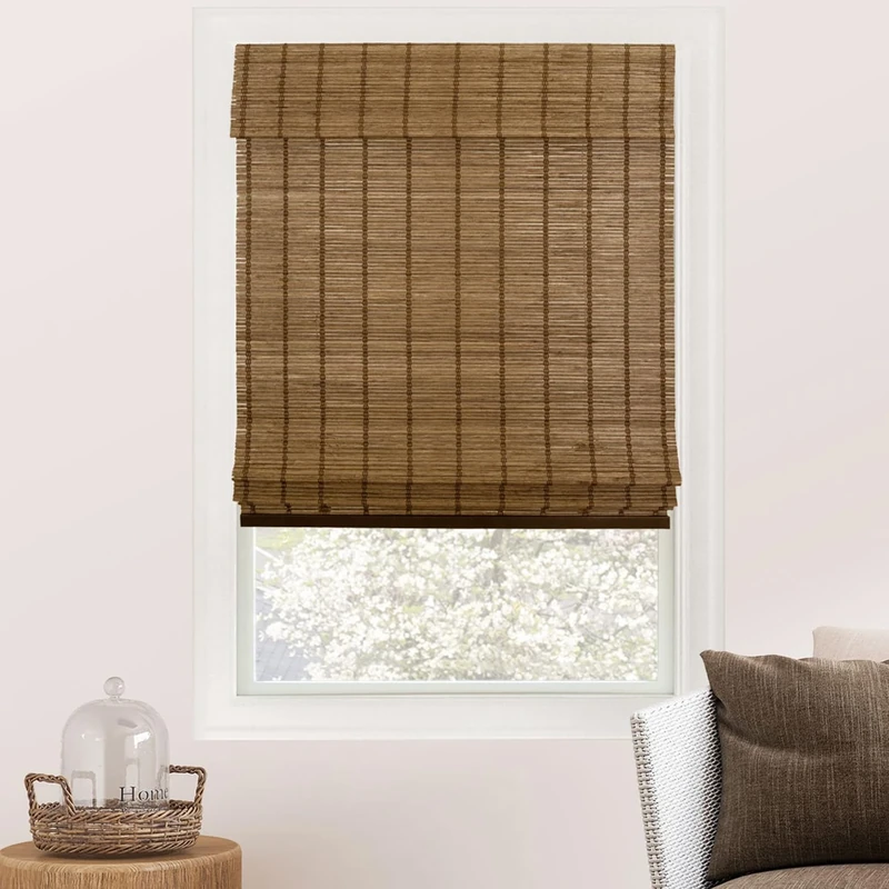 CHICOLOGY Blinds, Roman Home Bamboo Patio, Blinds & Shades, Window Shade, 35" W X 64" H, Elk