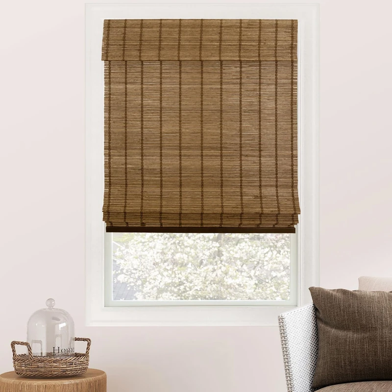 CHICOLOGY Bamboo Roman Shades - Designer Eco-Friendly Light Filtering Window Blinds, Ideal for Home & Patio, Premium Quality, Elk Brown, 29" W X 64" H