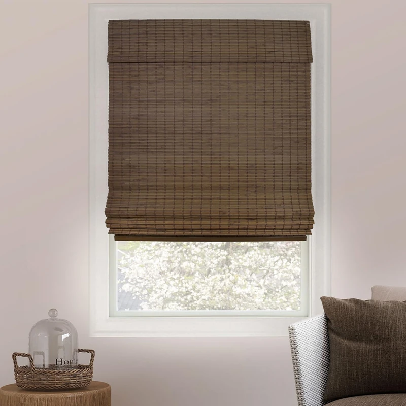 CHICOLOGY Bamboo Roman Shades - Customer Favorite Blackout Blinds for Windows, Premium Quality, Ideal for Home, Moose (Blackout) Brown, 29" W X 64" H