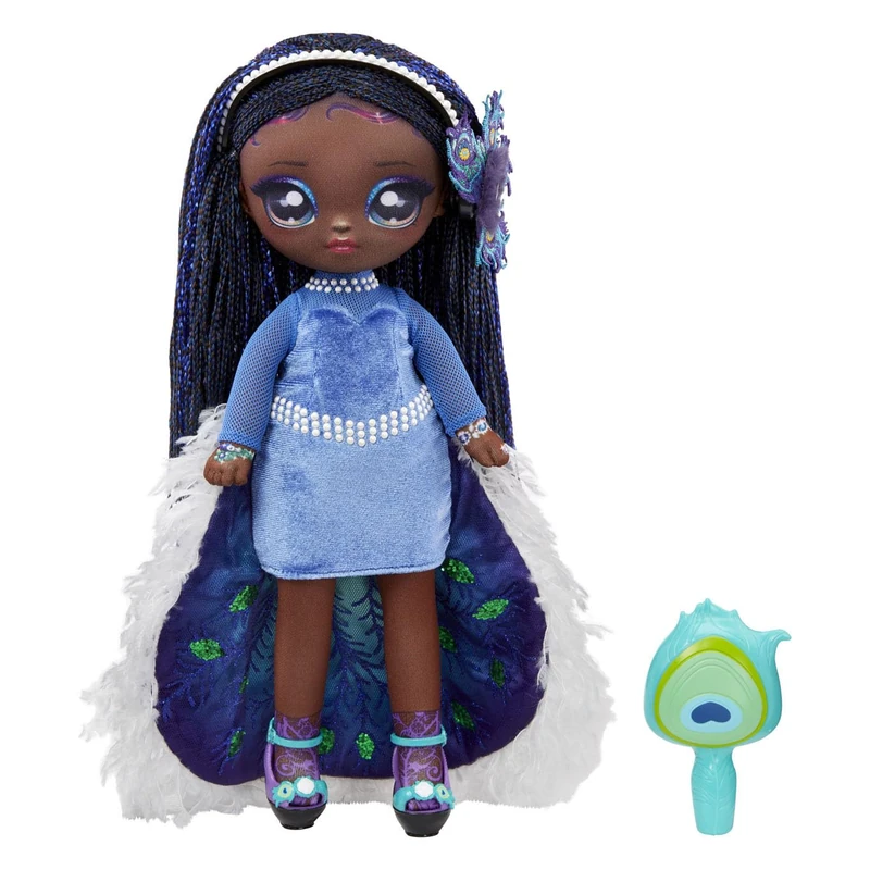 Na Na Na Surprise Teens Series 3 - QUEENIE FEATHER - 11"/28 cm modepop met zacht, beweegbaar lichaam - Inclusief pauwgeïnspireerde outfit en accessories - Geweldig cadeau voor kids vanaf 5 jaar