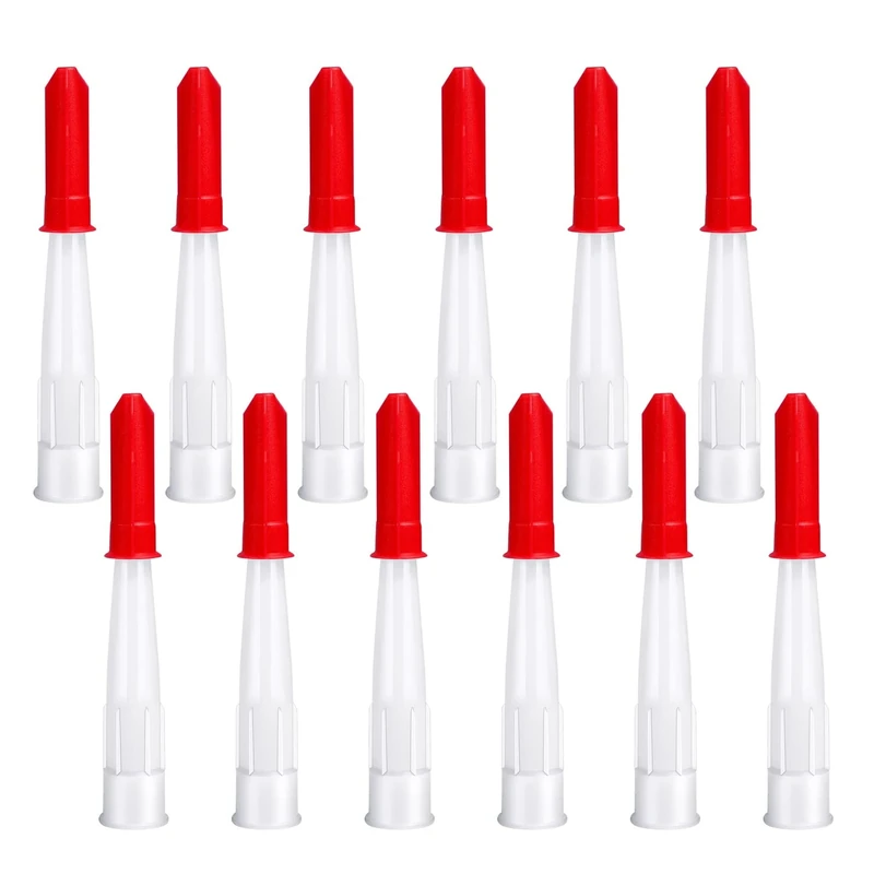 12 Pieces Spare Silicone Sealant Nozzles, Silicone Tube Nozzles Resealable Sealant Nozzle with 12 Pcs Red Caulk Cap Covers for Bathroom Kitchen Finishing Sealing