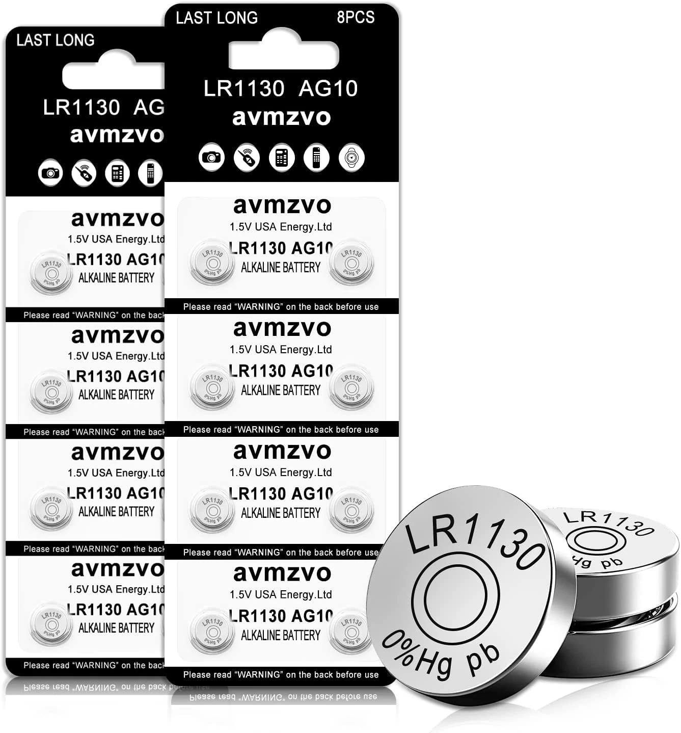LR1130 Battery AG10 1.5V Alkaline Button Cell Coin Batteries lr1131 SR1130 LR54 for Watch, Calculator, Toys,No Mercury,16pcs 3 year warranty (1130-16pcs)