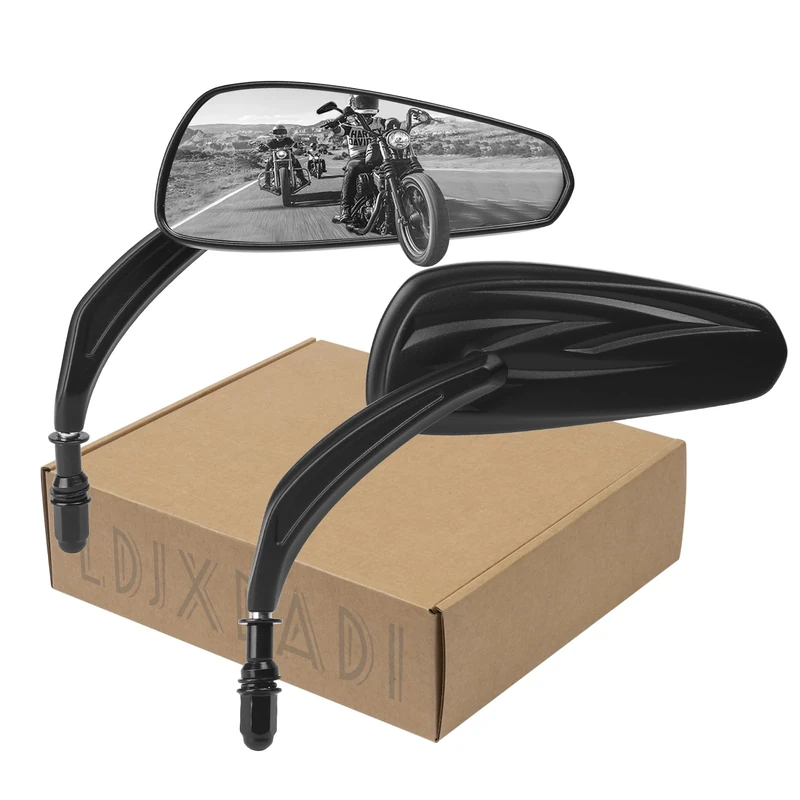 LDJXDADI Motorcycle Black Rearview Mirrors for Harley Road King Street Electra Glide Road Glide Dyna Softail Rearview 1982-2018 2019 2020 (Black) - Image 1