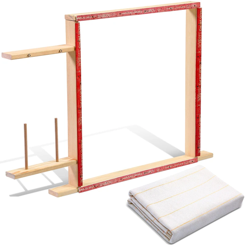 Tufting Frame, Tufting Frame Rug with Monks Cloth, 27.6 x 27.6 Inch Carpet Making Frame Needlework Fabric with Marked Line, Rug Tufting Supplies for Electric Rug Tufting Gun or Machine - Image 1