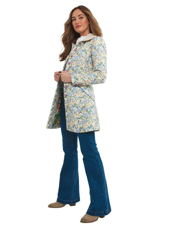 Joe Browns Collared Floral Button Up Coat - Image 1